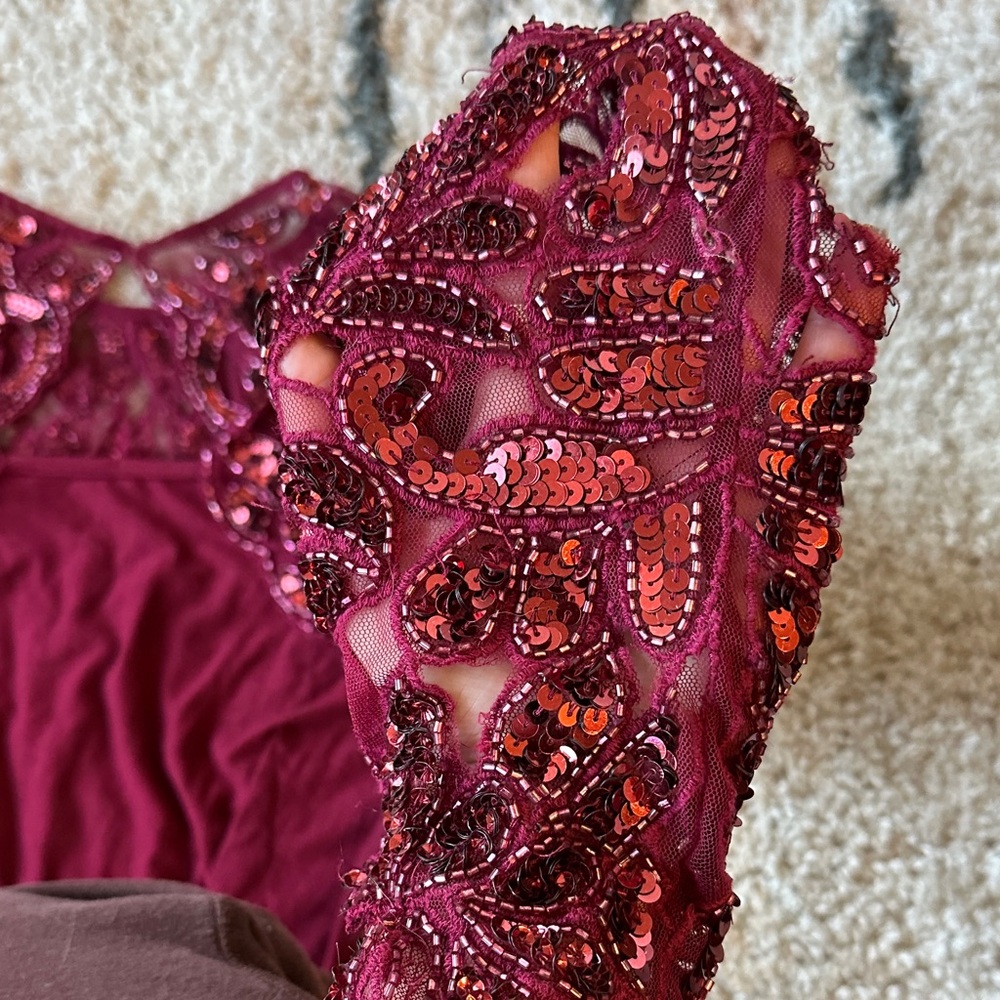 ASOS Burgundy Sequin Mini Dress - Picture 6 of 6